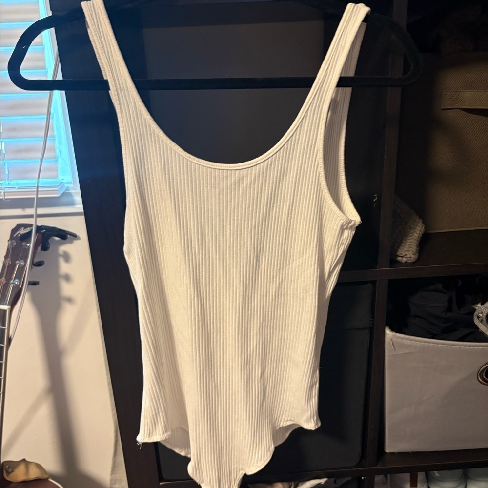 Pull&Bear White Ribbed Bodysuit